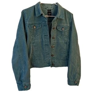 Gap stretch teal blue corduroy jean jacket